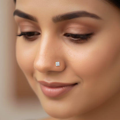 Gold  Princess Bloom Lab Grown Diamond Nose Pin