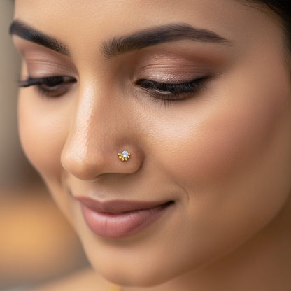 Gold Solaris Bloom Lab Grown Diamond Nose Pin
