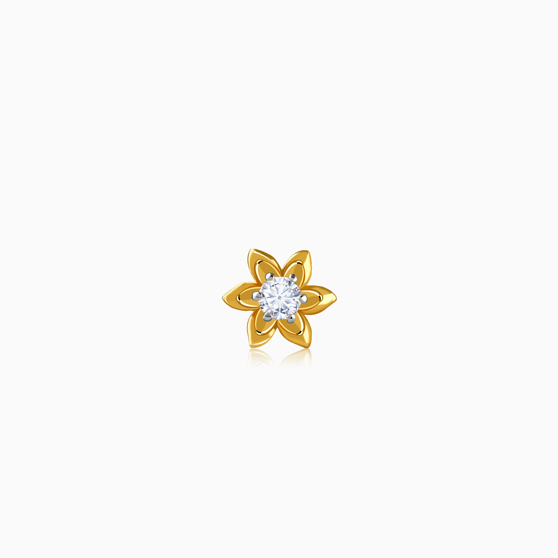 Gold Noor Petal Lab Grown Diamond Nose Pin