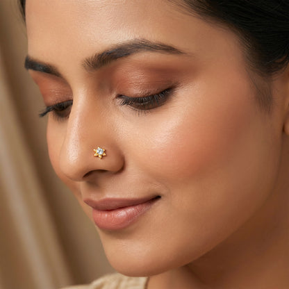 Gold Noor Petal Lab Grown Diamond Nose Pin