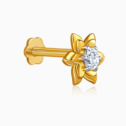 Gold Noor Petal Lab Grown Diamond Nose Pin