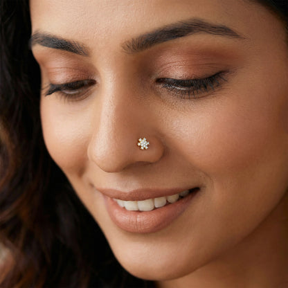 Gold Vanya Flora Lab Grown Diamond Nose Pin