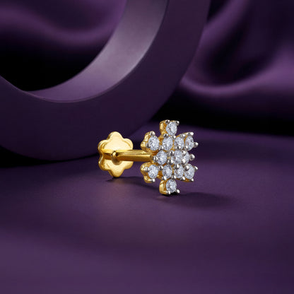 Gold Vanya Flora Lab Grown Diamond Nose Pin