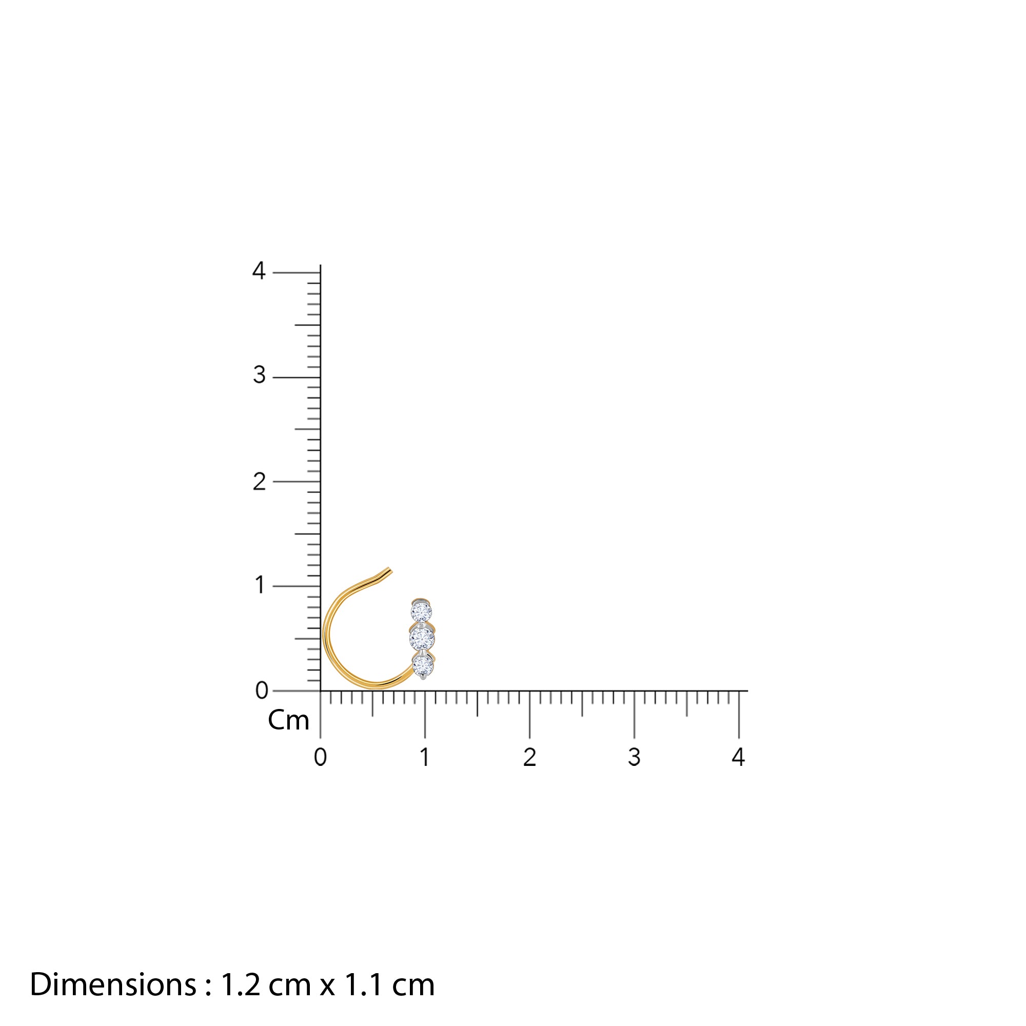 Gold Trio Diamond Nose Pin - view 6