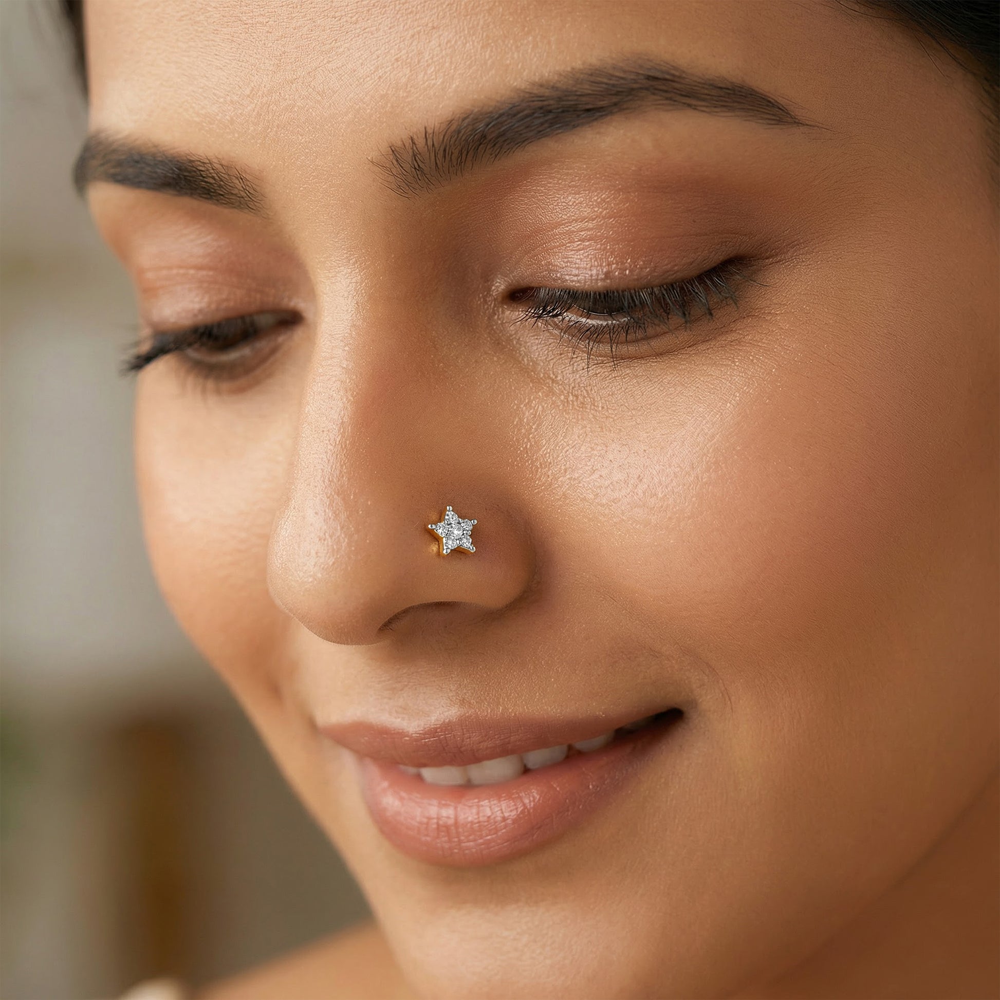 Gold Zaria Polaris Lab Grown Diamond Nose Pin