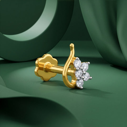 Gold Elaria Lab Grown Diamond Nose Pin