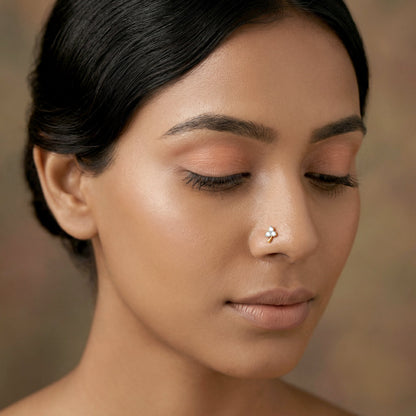 Gold Floral Hope Lab Grown Diamond Nose Pin