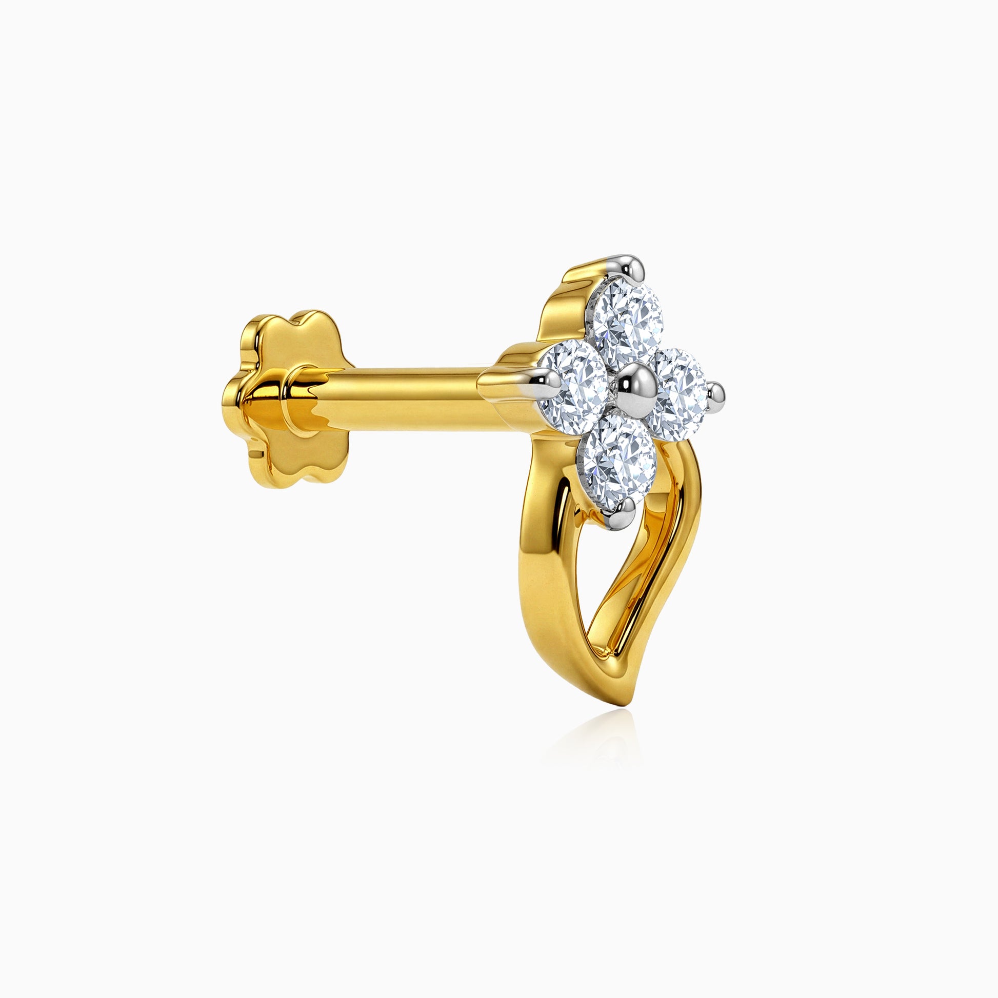 Gold Floral Life Lab Grown Diamond Nose Pin