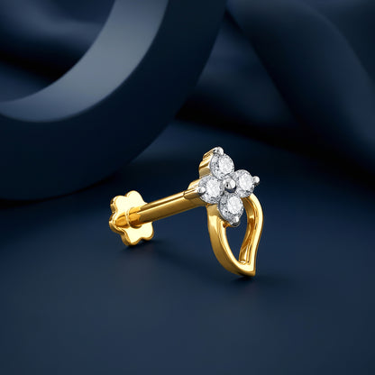 Gold Floral Life Lab Grown Diamond Nose Pin