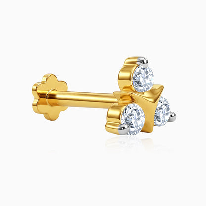 Gold Trio Shine Lab Grown Diamond Nose Pin