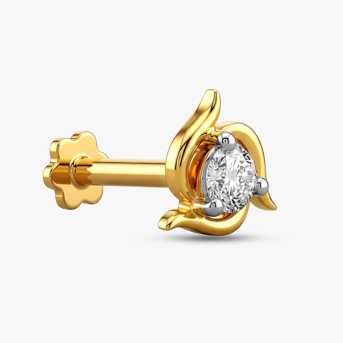 Gold Lunar Twist Lab Grown Diamond Nose Pin