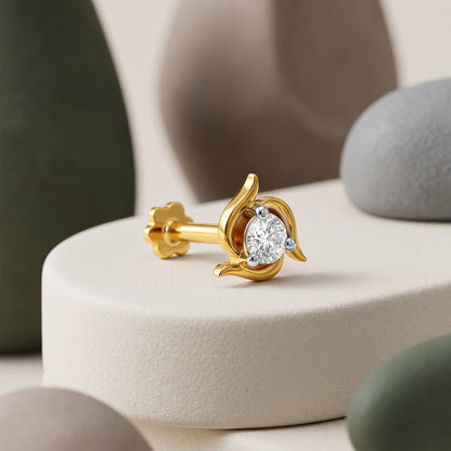 Gold Lunar Twist Lab Grown Diamond Nose Pin
