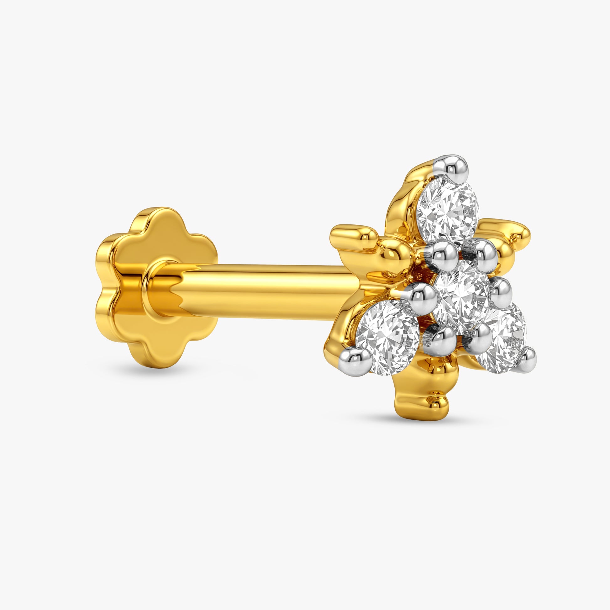 Gold Starlit Bloom Lab Grown Diamond Nose Pin
