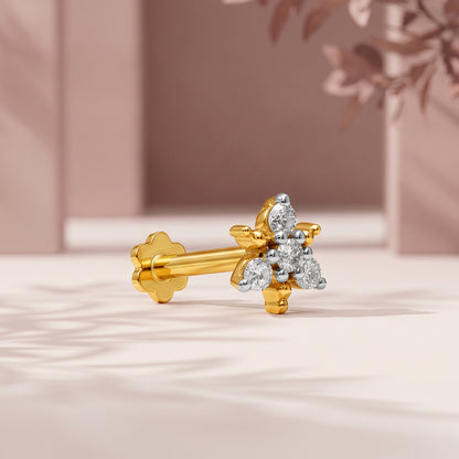 Gold Starlit Bloom Lab Grown Diamond Nose Pin