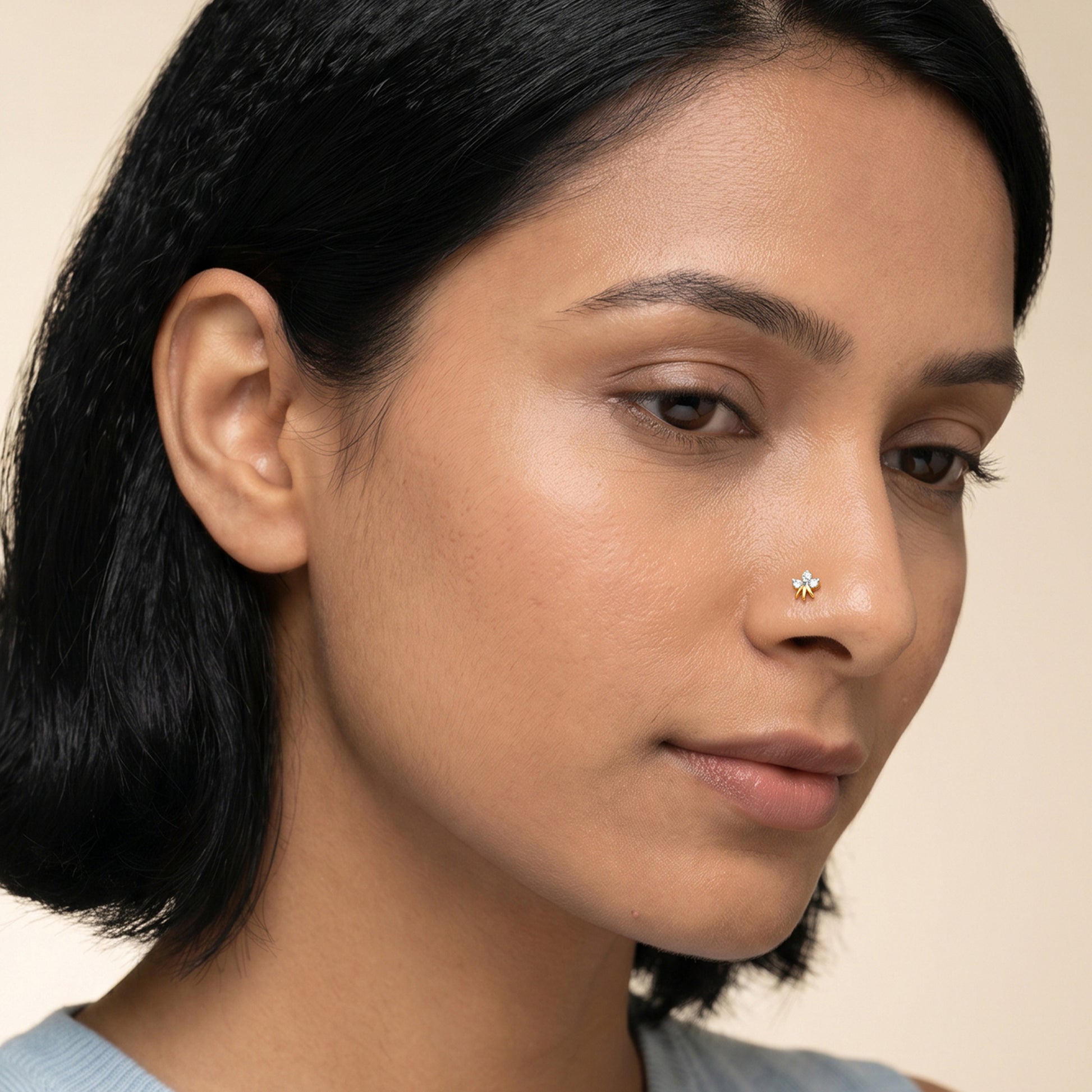 Gold Dawn Petals Lab Grown Diamond Nose Pin