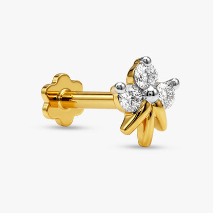Gold Dawn Petals Lab Grown Diamond Nose Pin