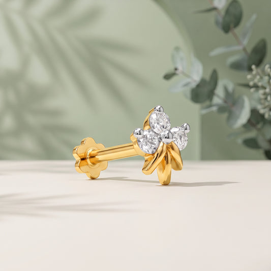 Gold Dawn Petals Lab Grown Diamond Nose Pin