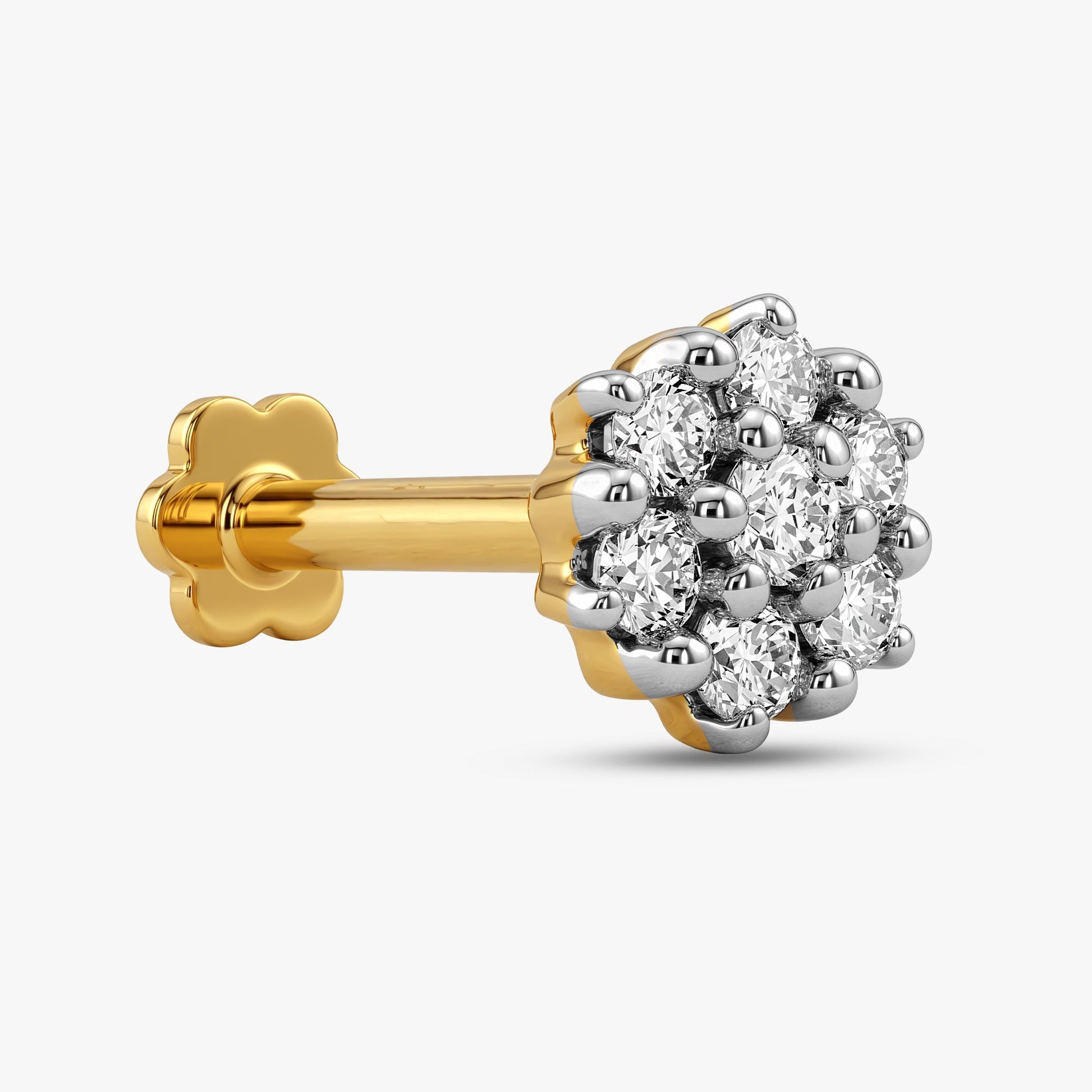 Gold Snowlight Bloom Lab Grown Diamond Nose Pin