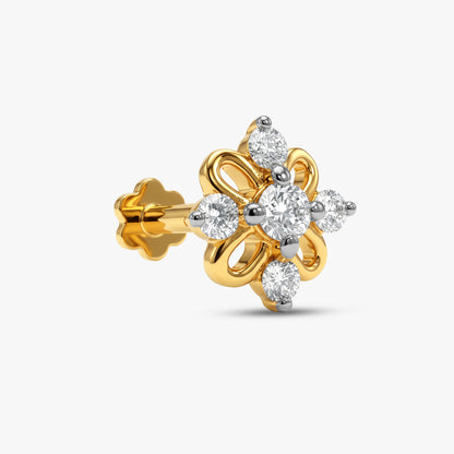 Gold Fleur Lumiere Lab Grown Diamond Nose Pin