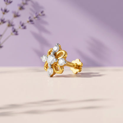 Gold Fleur Lumiere Lab Grown Diamond Nose Pin