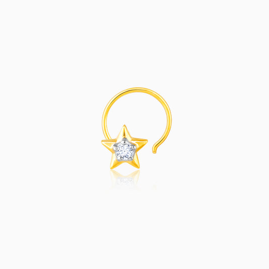 Gold Starry Sparkle Diamond Nose Pin
