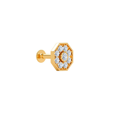 Gold Nova Halo Lab Grown Diamond Nose Pin