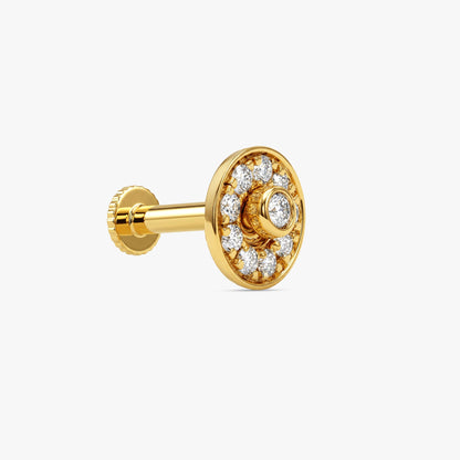 Gold Aura Circle Lab Grown Diamond Nose Pin