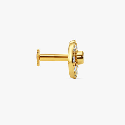 Gold Aura Circle Lab Grown Diamond Nose Pin