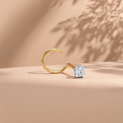 Gold Medallion Lab Grown Diamond Nose Pin
