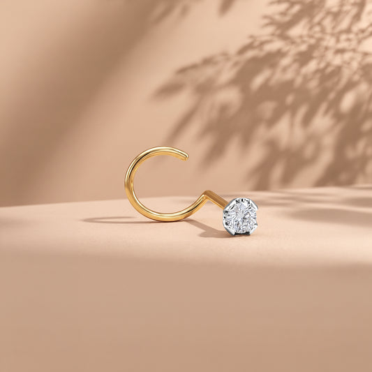 Gold Medallion Lab Grown Diamond Nose Pin