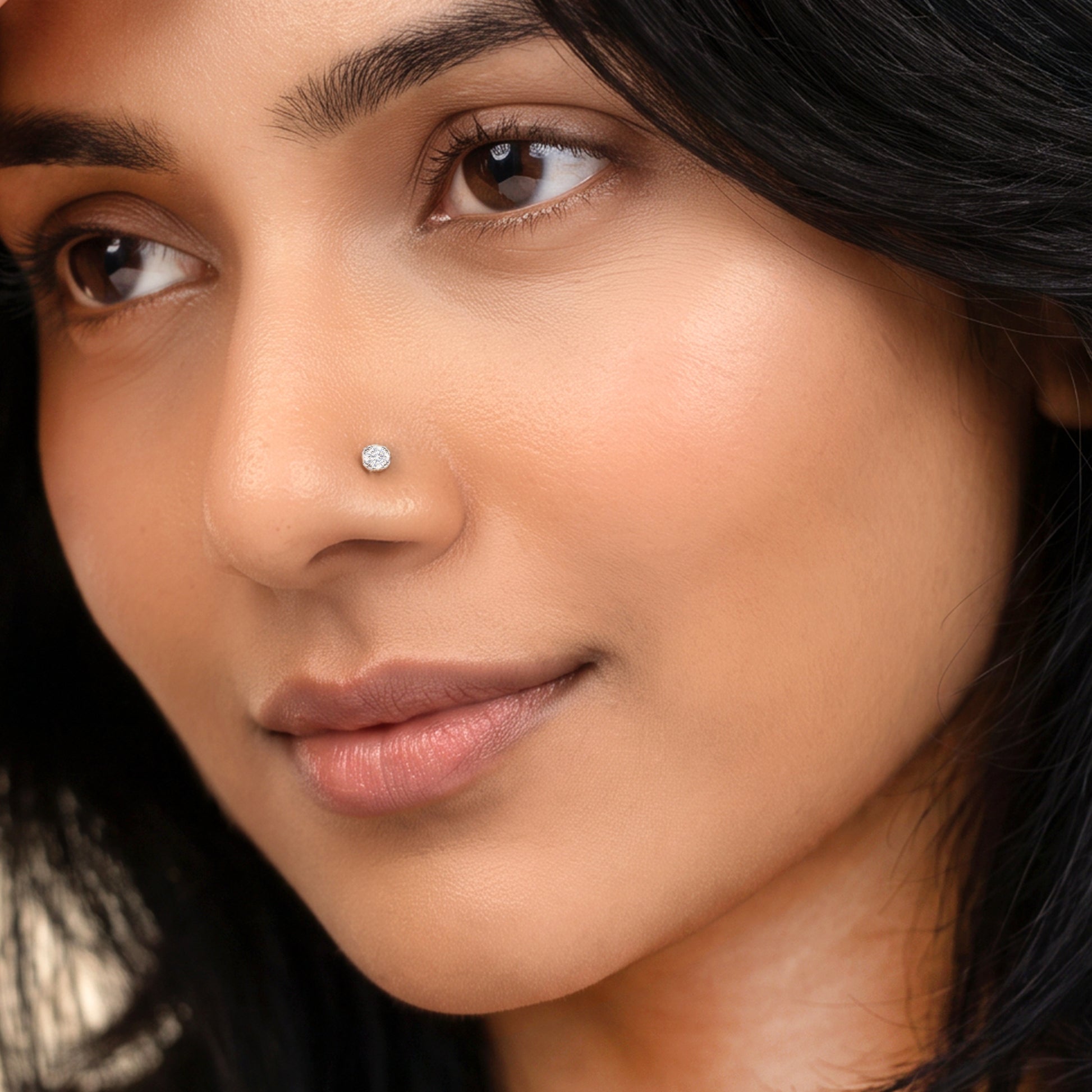 Gold Gleamora Lab Grown Diamond Nose Pin