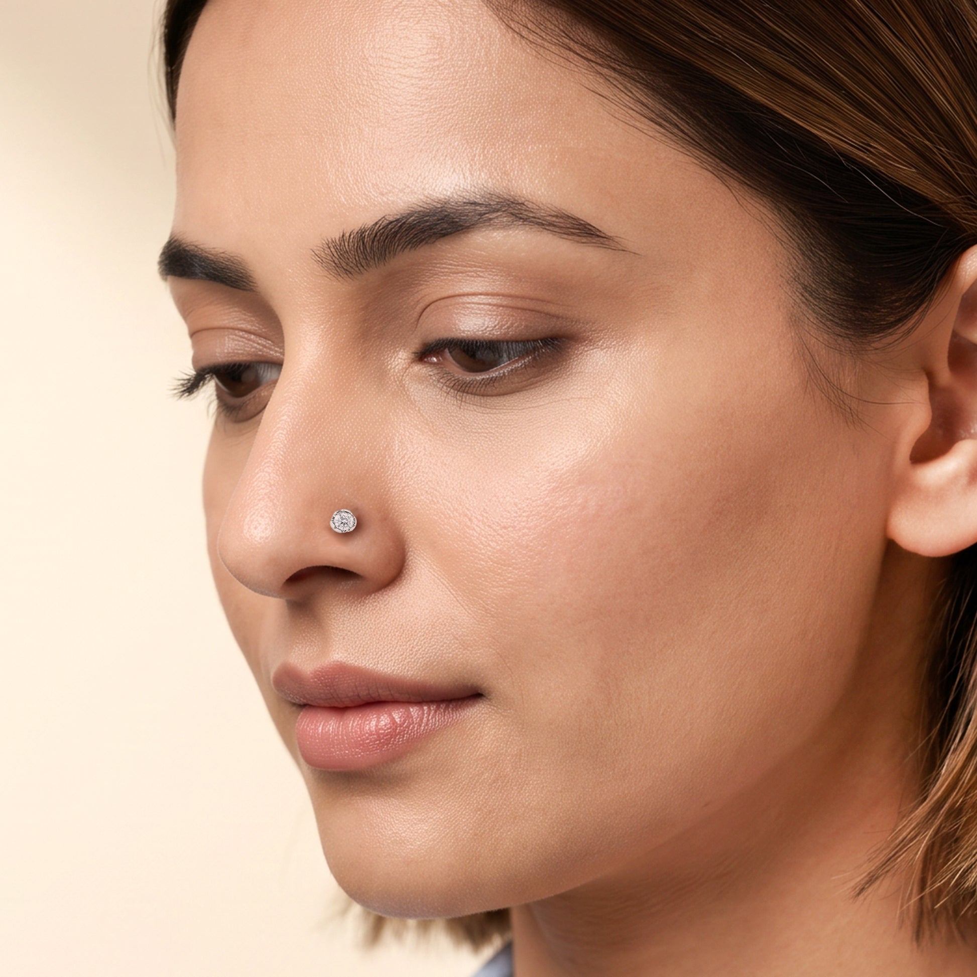 Gold Olea Lab Grown Diamond Nose Pin