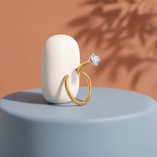 Gold Olea Lab Grown Diamond Nose Pin