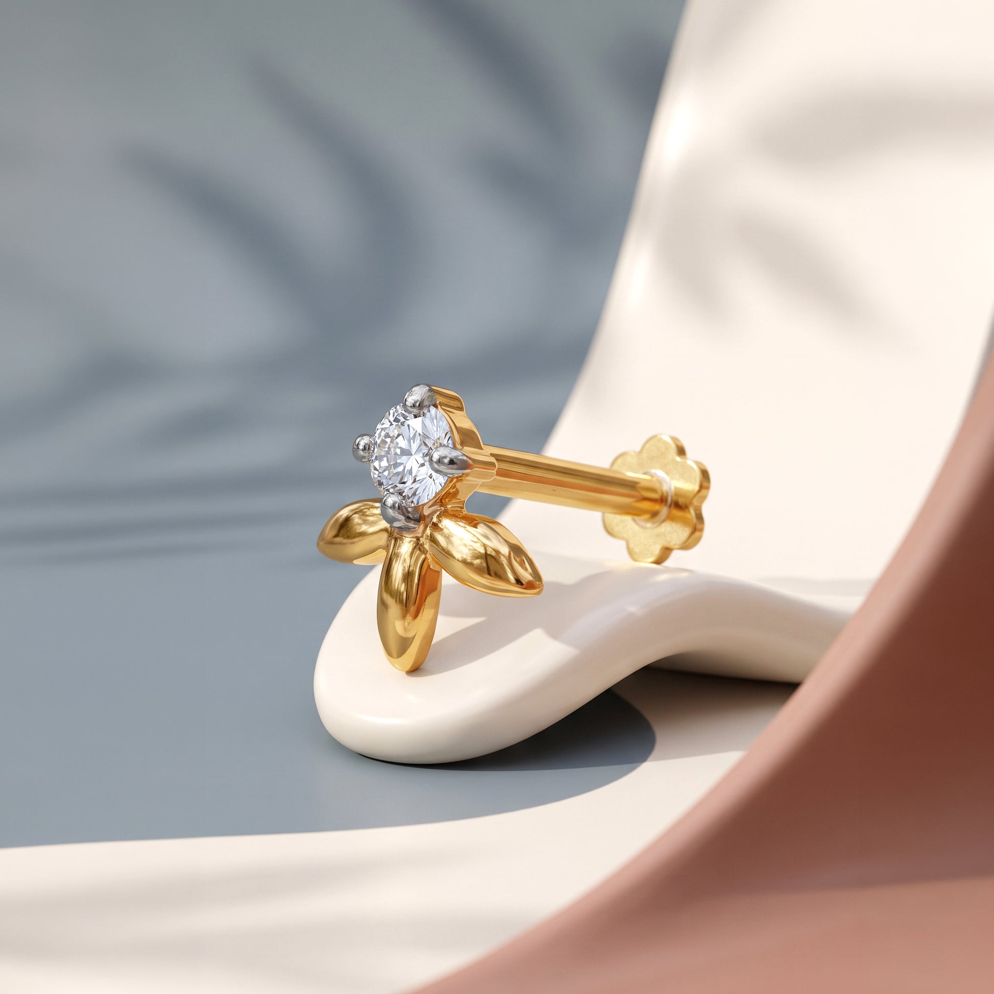 Gold Florielle Lab Grown Diamond Nose Pin