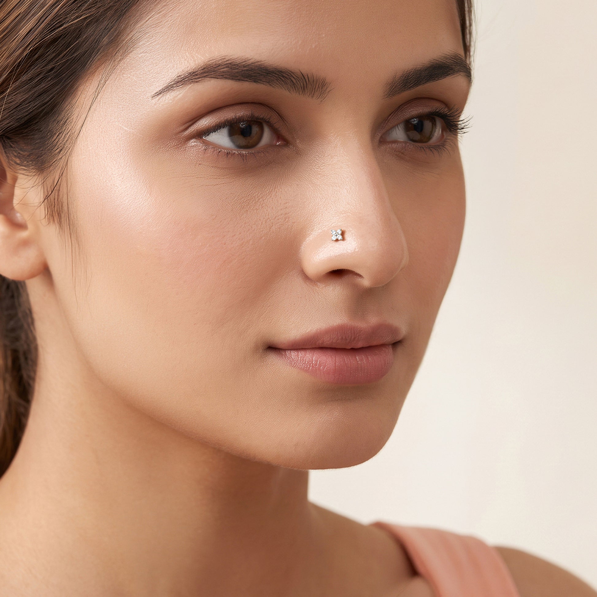 Gold Blossom Veil Lab Grown Diamond Nose Pin