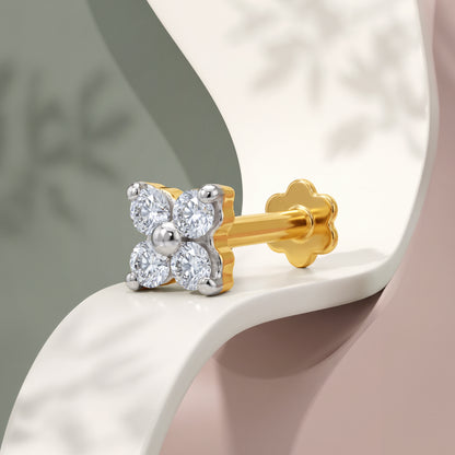 Gold Blossom Veil Lab Grown Diamond Nose Pin