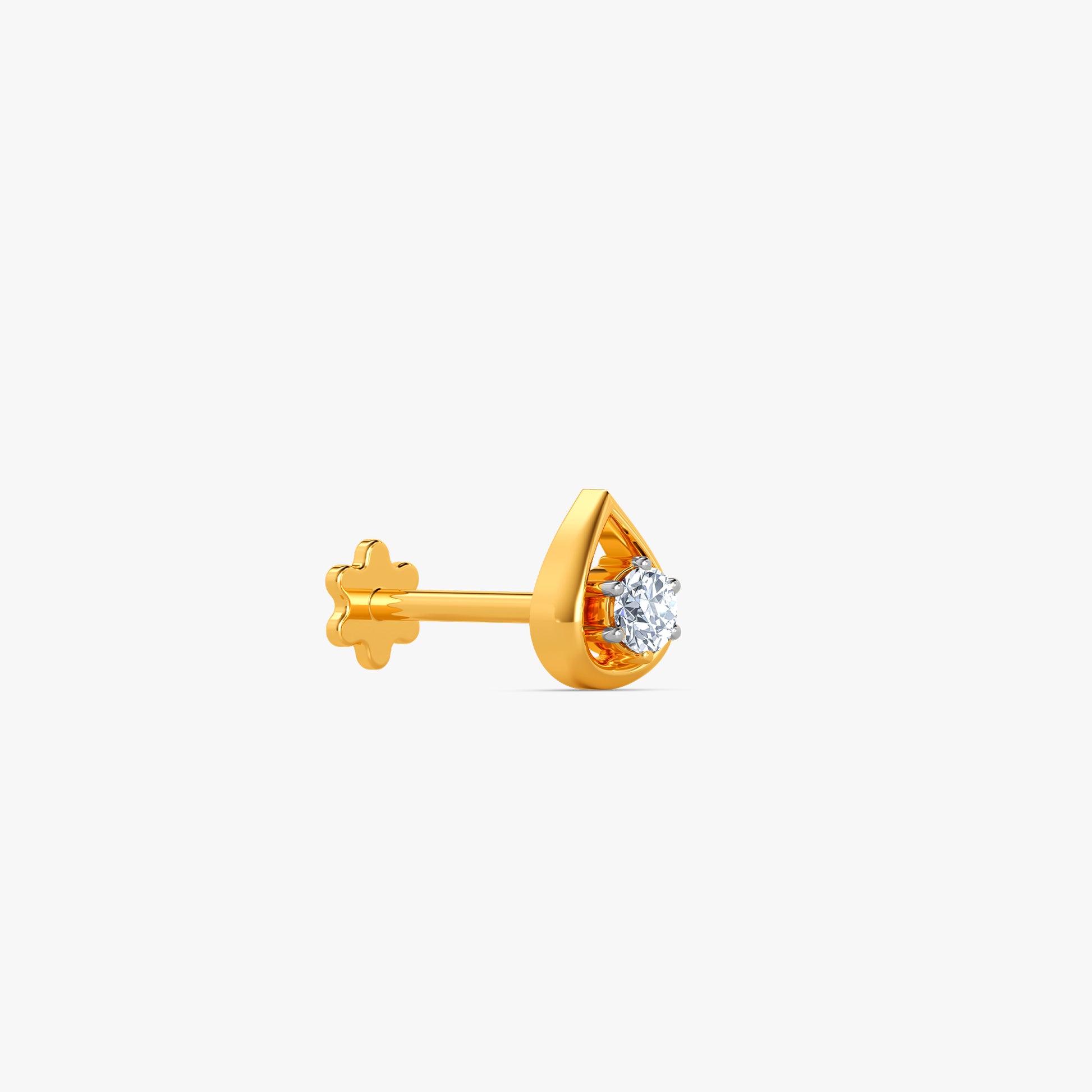Gold Elara Curve Lab Grown Diamond Nose Pin