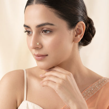 Gold Hidden Bloom Lab Grown Diamond Nose Pin