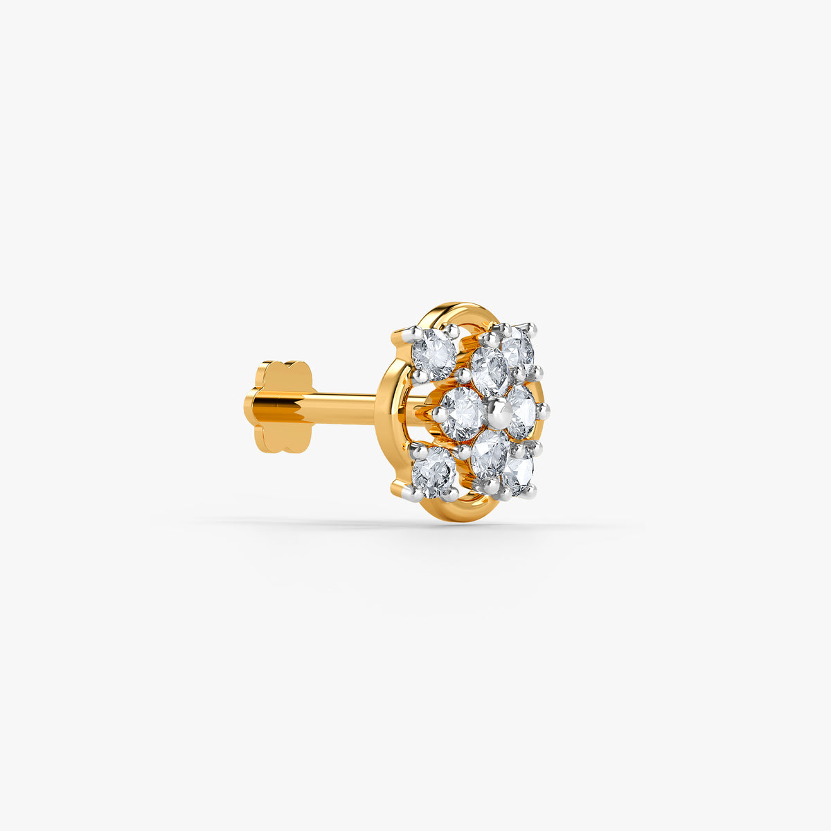 Gold Hidden Bloom Lab Grown Diamond Nose Pin