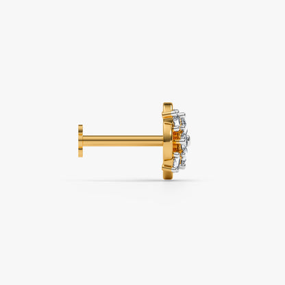 Gold Hidden Bloom Lab Grown Diamond Nose Pin