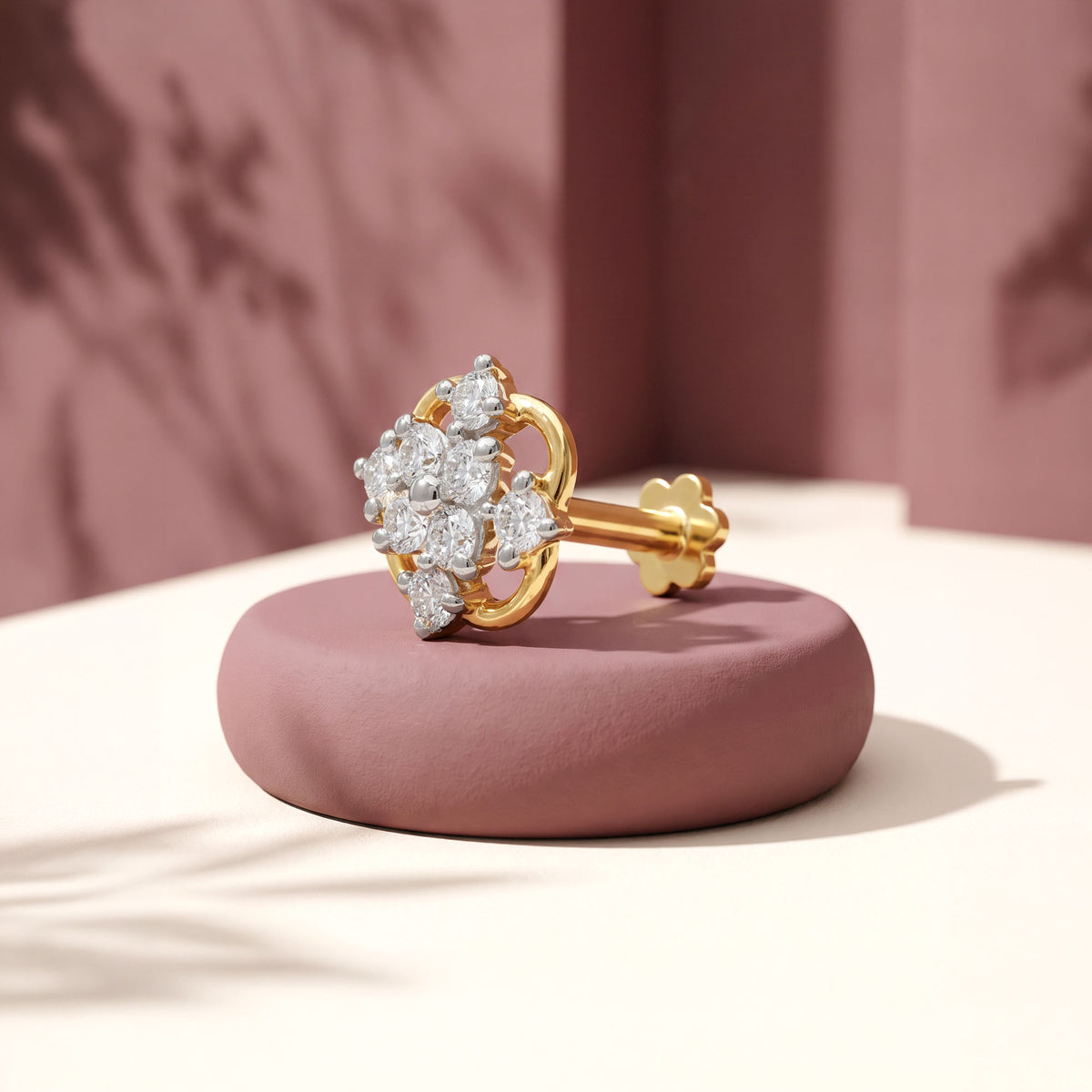 Gold Hidden Bloom Lab Grown Diamond Nose Pin
