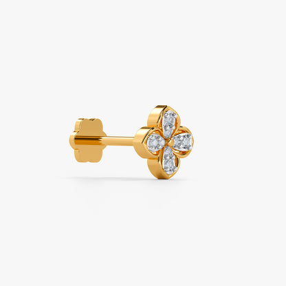 Gold Fresh Petals Lab Grown Diamond Nose Pin