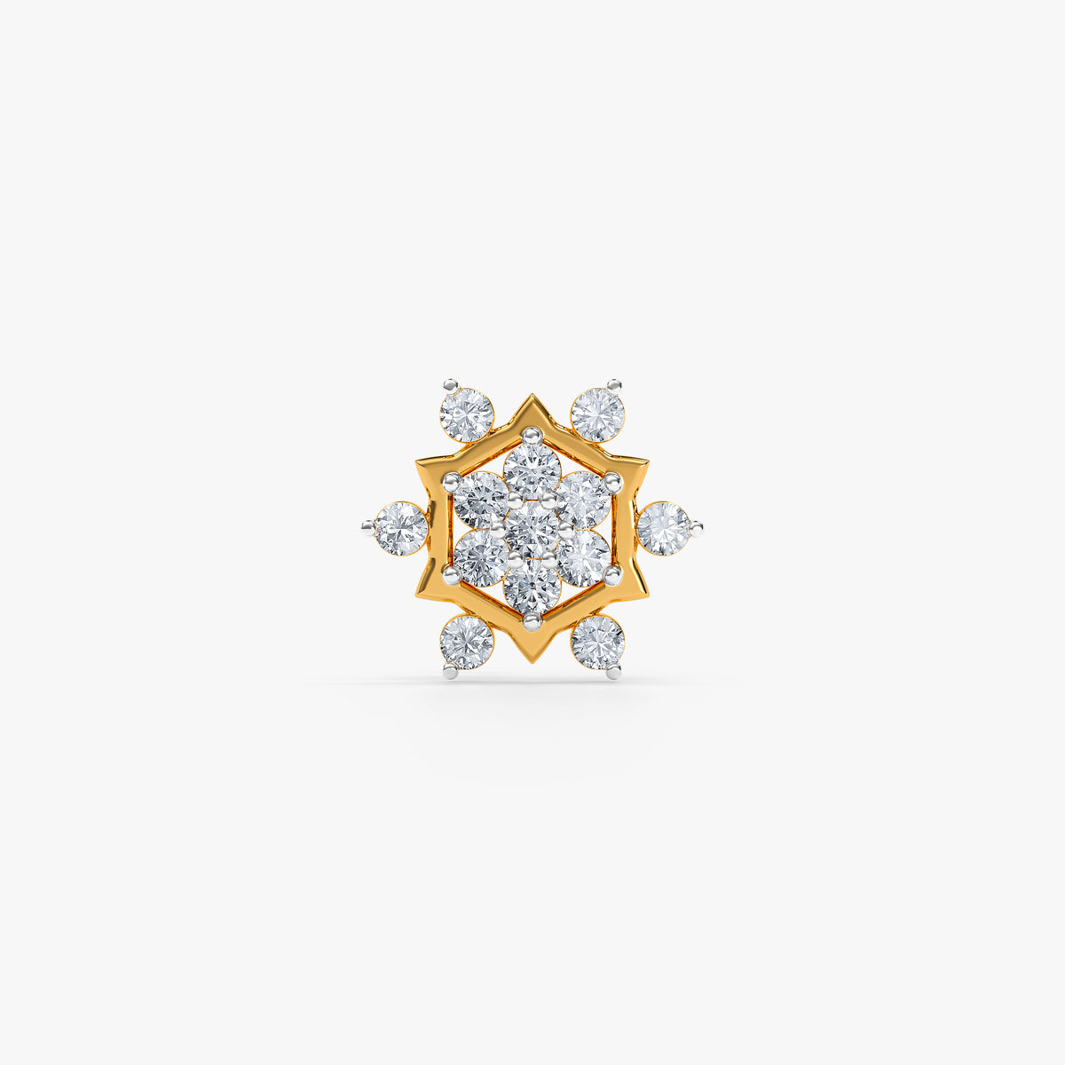 Gold Blossom Kiss Lab Grown Diamond Nose Pin