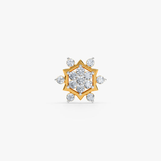 Gold Blossom Kiss Lab Grown Diamond Nose Pin