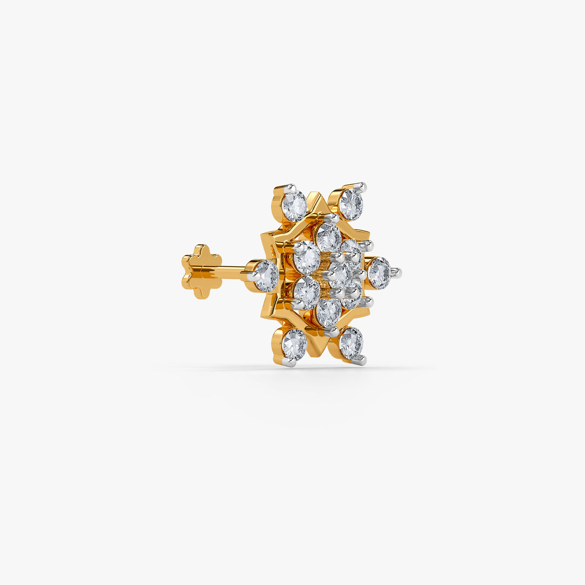 Gold Blossom Kiss Lab Grown Diamond Nose Pin