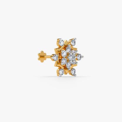 Gold Blossom Kiss Lab Grown Diamond Nose Pin