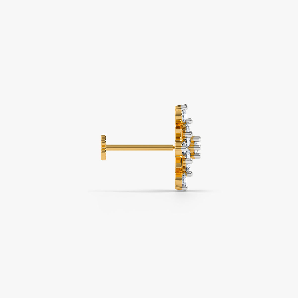 Gold Blossom Kiss Lab Grown Diamond Nose Pin