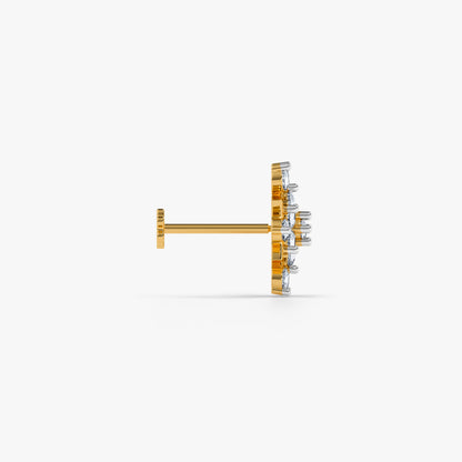 Gold Blossom Kiss Lab Grown Diamond Nose Pin