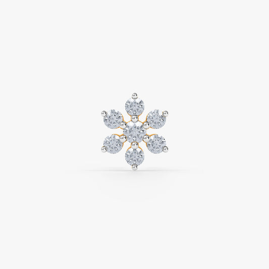 Gold Spring Petal Lab Grown Diamond Nose Pin