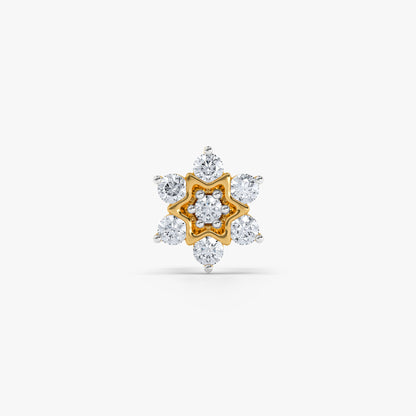 Gold Garden Petal Lab Grown Diamond Nose Pin